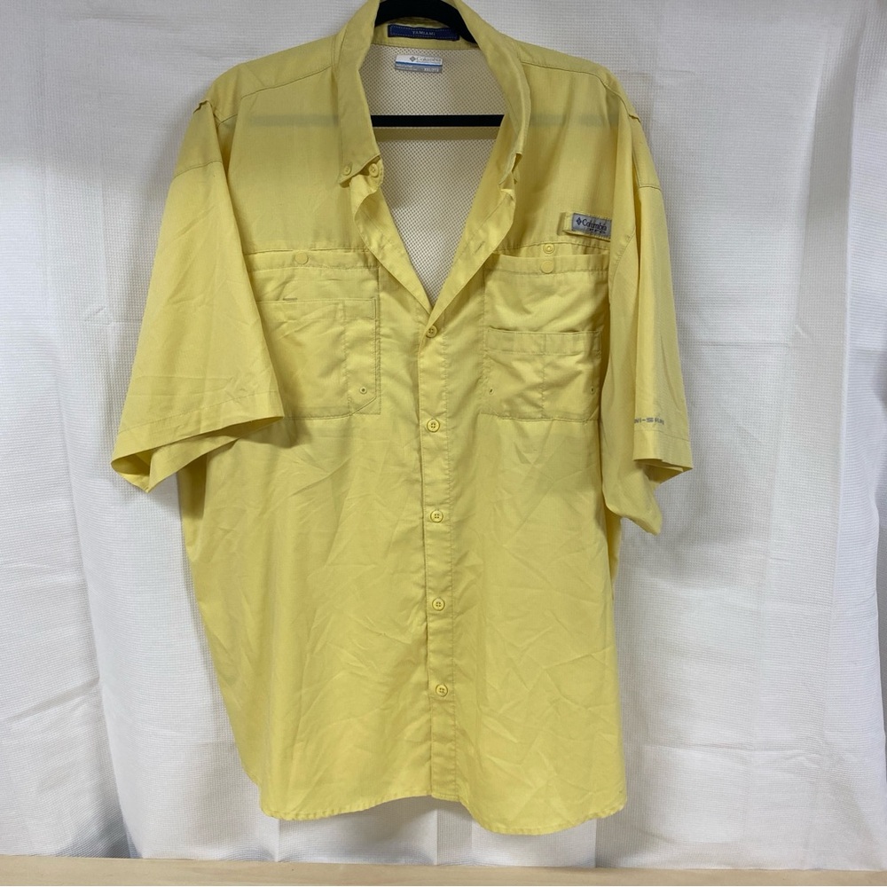 Columbia Men's Yellow Short Sleeve Fishing Shirt - Size XXL